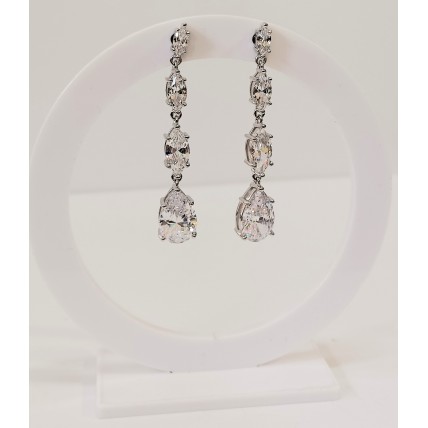 Ασημένια σκουλαρίκια κρεμαστά με ζιργκον (SE113)